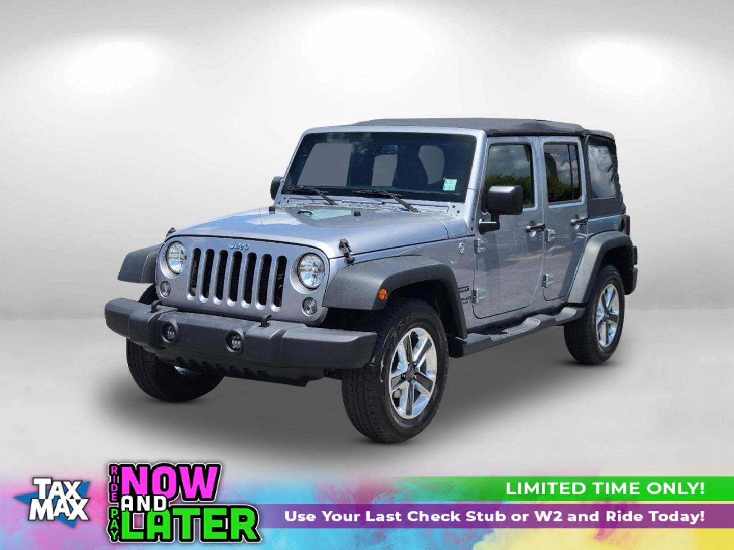 2015 Billet Silver Metallic Clearcoat /Black Jeep Wrangler Unlimited Sport (1C4HJWDG2FL) with an Regular Unleaded V-6 3.6 L/220 engine, 5-Speed Automatic w/OD transmission, located at 7000 Northlake Connector, Columbus, GA, 31904, (706) 987-8085, 32.524975, -84.978134 - 2015 Jeep Wrangler Unlimited Sport - Photo#0